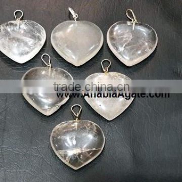 Gemstone Healing heart pendants : Crystal Quartz Heart Shape Pendant