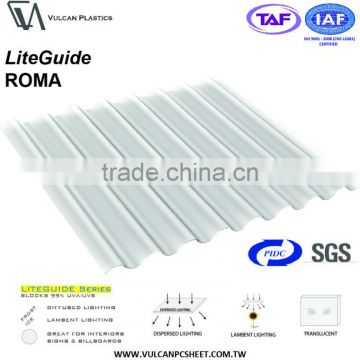 Light Guiding Translucent Lexan Polycarbonate Corrugated sheet (LiteGuide ROMA)