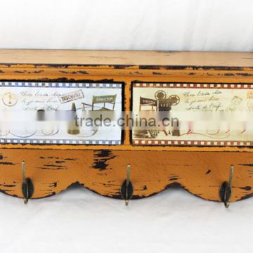 antique yellow wooden wall key box