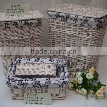 Vintage Grey Willow laundry baskets with lids