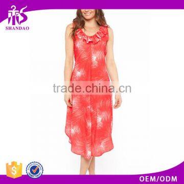 2016 Guangzhou Shandao Factory Summer Sleeveless Elegant Waist Tie Up TIe Dyed Women Georgette Dresses Plus Size