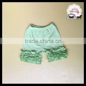 2016 high quality solid mint ruffle shorts blank board shorts wholesale kids cotton shorts