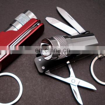 good quailty multifunction led keychain with knife ,led torch