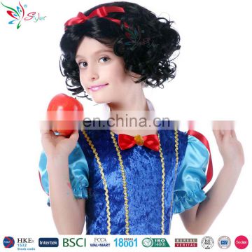kids cosplay party black synthetic wig snow white wig for children halloween
