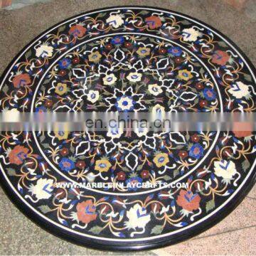 Black Micro Mosaic Inlay Table Top Pietra Dura Table Top