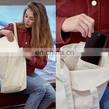 Blank Canvas Tote Bag with Inner Pocket 12 oz Heavy Duty Canvas Bags with 28" Long Handles Easy to Carry Canvas Grocery Bag