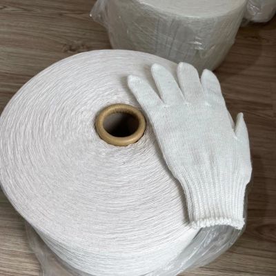 Ne10.5s Raw white Recycled Cotton Polyester Yarn for Socks Knitting Gloves Yarn