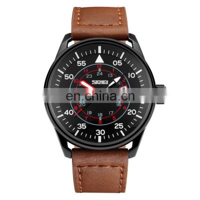Chinese Wholesale Watches SKMEI 9113 Business Men Genuine Leather Minimalist Quartz Wrist Watch