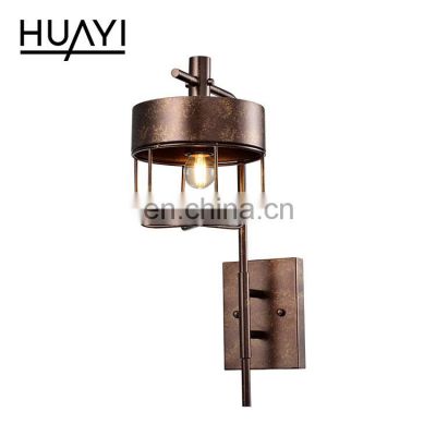 HUAYI Hot Selling Unique Design Iron E26 5w Indoor Loft Hotel Wall Mounted Modern LED Wall Lamp