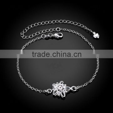 SPA009 Multicolor Zircon Jewelry Silver heart Pendant Charms Anklet
