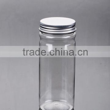 Clear transparent plastic seal tea food bottle with food grade, aluminum lid bottle