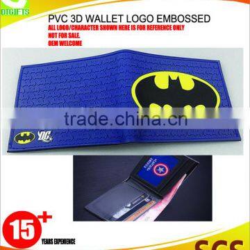 2016 custom high quality PU 3D pvc embossed logo promotion wallet