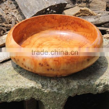 Large Deep Red Fir Root Carving Wooden FDA Certification Salad Bowl