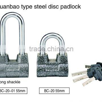 Yuanbao type steel disc padlock