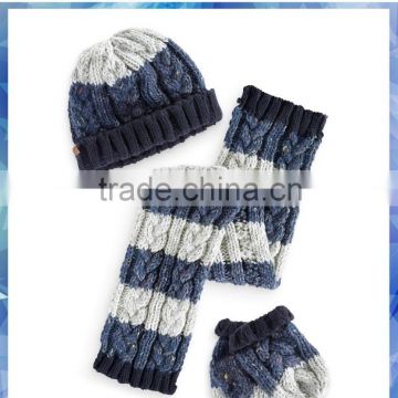 stripe and cable knit baby hat scarf gloves set/baby knitted hat scarf glove set/cute scarf hat gloves sets
