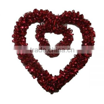 Double Hearted Red Christmas Tinsel Garland