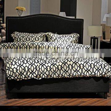 Wave Headboard Black Leather Fabric PVC Bed
