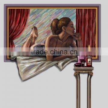 a sex women lying on the window canvas printing painting
