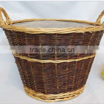 handmade wicker/rattan stroage basket with 2 loops handle
