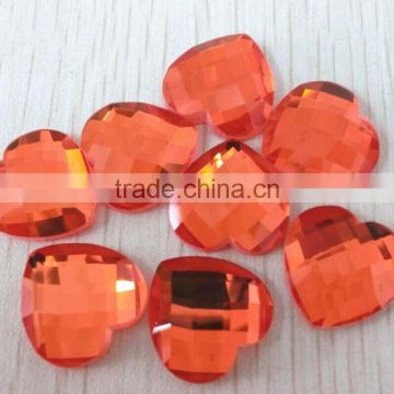 orange color heart crystal flat back stone for jewelry making