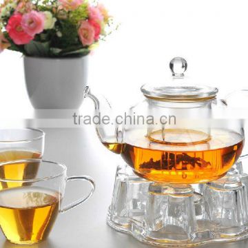 Glass Teaset,Teapot with cups and warmer