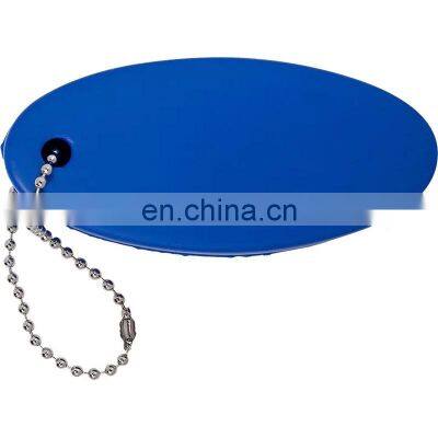 Custom fashion gift PU foam printed logo oval shape floating key chain
