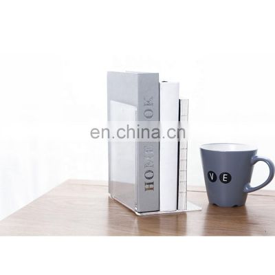 wall mount book shelf desk bookend A Pair of Clear Acrylic Plastic Bookends