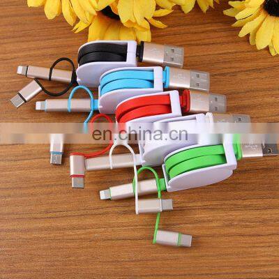 3 in 1 2 Way 2.4A Fast Charging Data Automatic Retractable Charging Cable