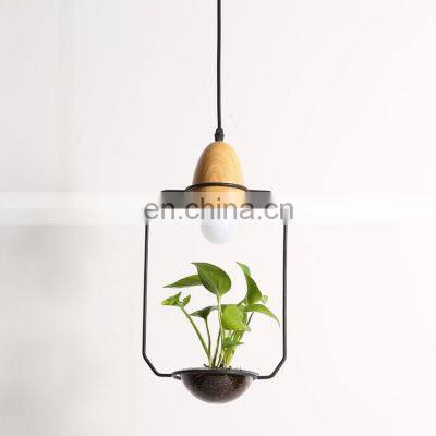 Indoor Decoration Pendant Lamp Black White Vintage Simple Nordic Chandelier Small Fresh Green Plant Pendant Light