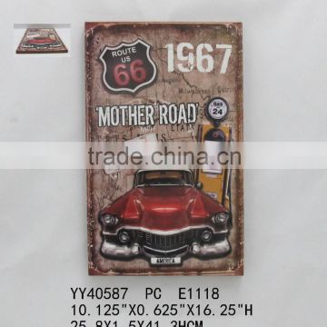 Route us 66 embossed metal tin signs, Decorative wall hanging tin signs, Retro looking tin signs