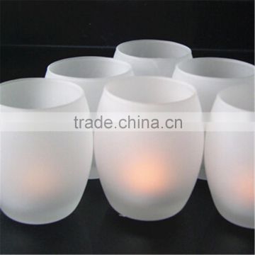 Frosted hand blown egg shaped glass tealight tube candle holder