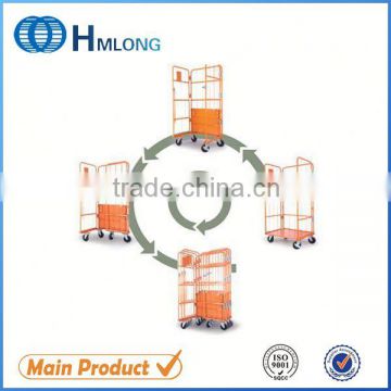 Industrial foldable warehouse wire mesh storage trolley