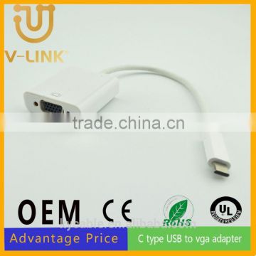 High speed usb type-c cable c type usb to vga adapter for computer