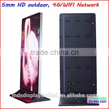 led commercial advertising,p5 outdoor stand,Mobile Indoor,48cm x 176cm,19" x 69",hd advertise, 96*352 pixel,p2.5,p5