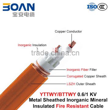 BTTWY/YTTWY, Fire Resistant Cable, 0.6/1 kv, Multi-Core Inorganic Mineral Insulated Corrugated Copper/LSZH Sheathed Cable