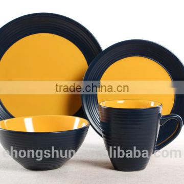 Two color matt and gloss solid color glazing stoneware dinner sets