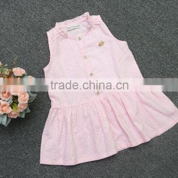 Guangzhou produce hot pink dresses baby girls dresses hot selling design with button childrens' dresses