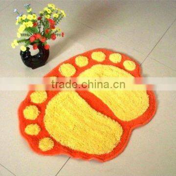 Microfibre polyester shaggy hand hooked foot mat