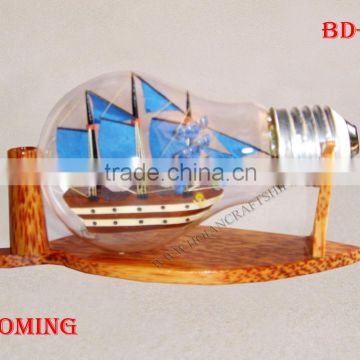 WYOMING SHIP IN LIGHT BULB, UNIQUE NAUTICAL STYLE - HANDMADE SHIP MODEL