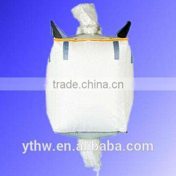 reinforced UV treated fabric big bag/ventilated U-panel baffle bag with spout top and discharge spout