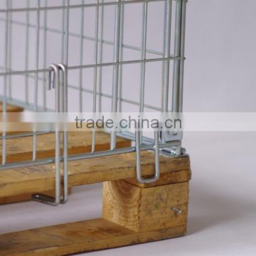 Wooden base container logisitc moving mesh cage with top covers