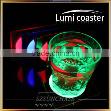 2016 colorful coaster, LED lights coaster for party and bar