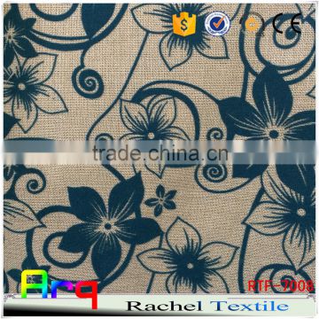 Middle east style Linen Cotton flocked upholstery fabric used for curtain sofa cushion material