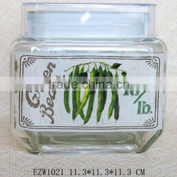 High quality square flat glass Pickled olive storage jars for sale