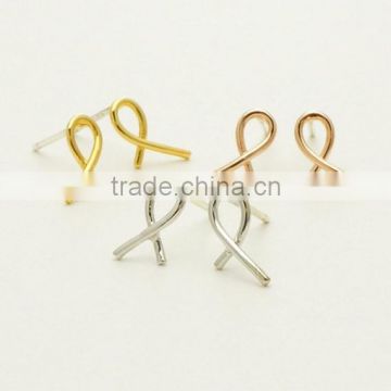 2015 Newest Fashion 925 Sterling Silver Love Ribbon Knot Earring