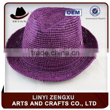 Cheap promotional boy straw brim fedora hat