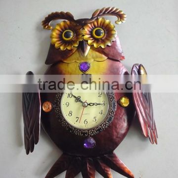 Wall iron owl clock decor