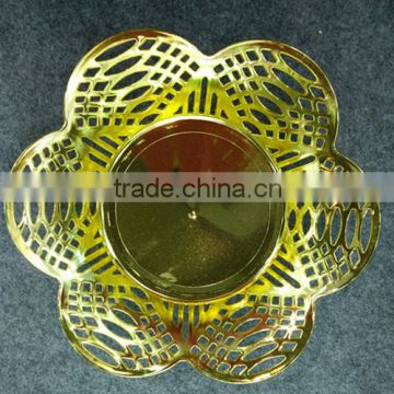 top quality gold flower-shaped plastic hollow out electroplate