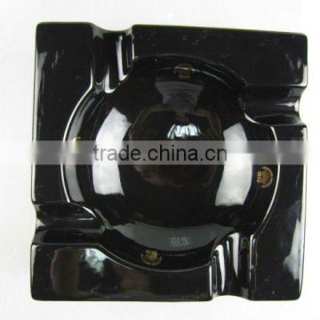 Stock black glazed square ashtray