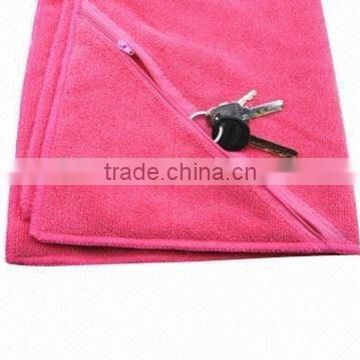 ultra fine zip towel microfiber sports towel with zipper